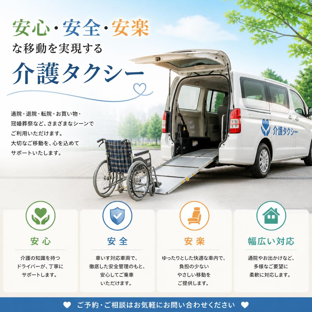安心・安全・安楽な移動を実現する介護タクシー