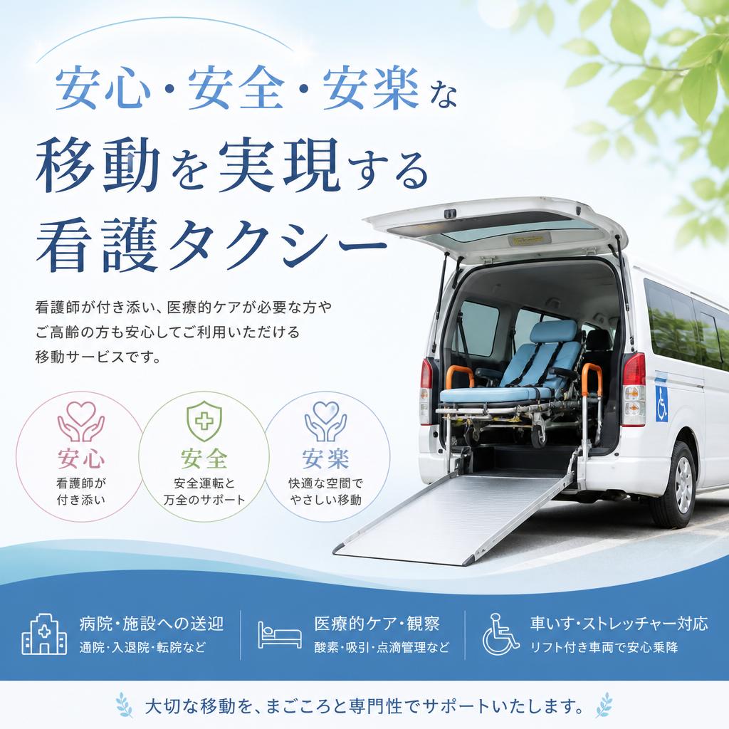 安心・安全・安楽な移動を実現する看護タクシー