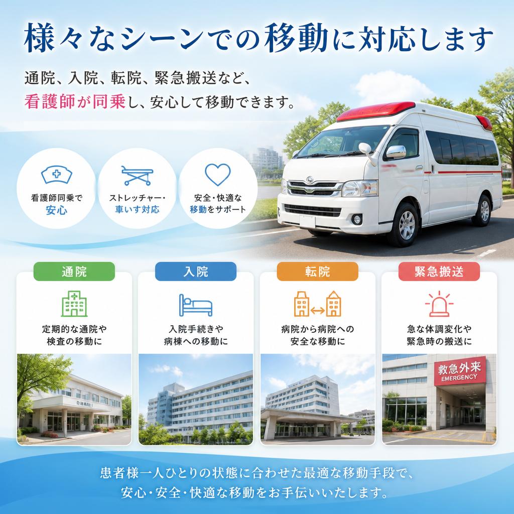 通院・入院・緊急搬送のサポート
