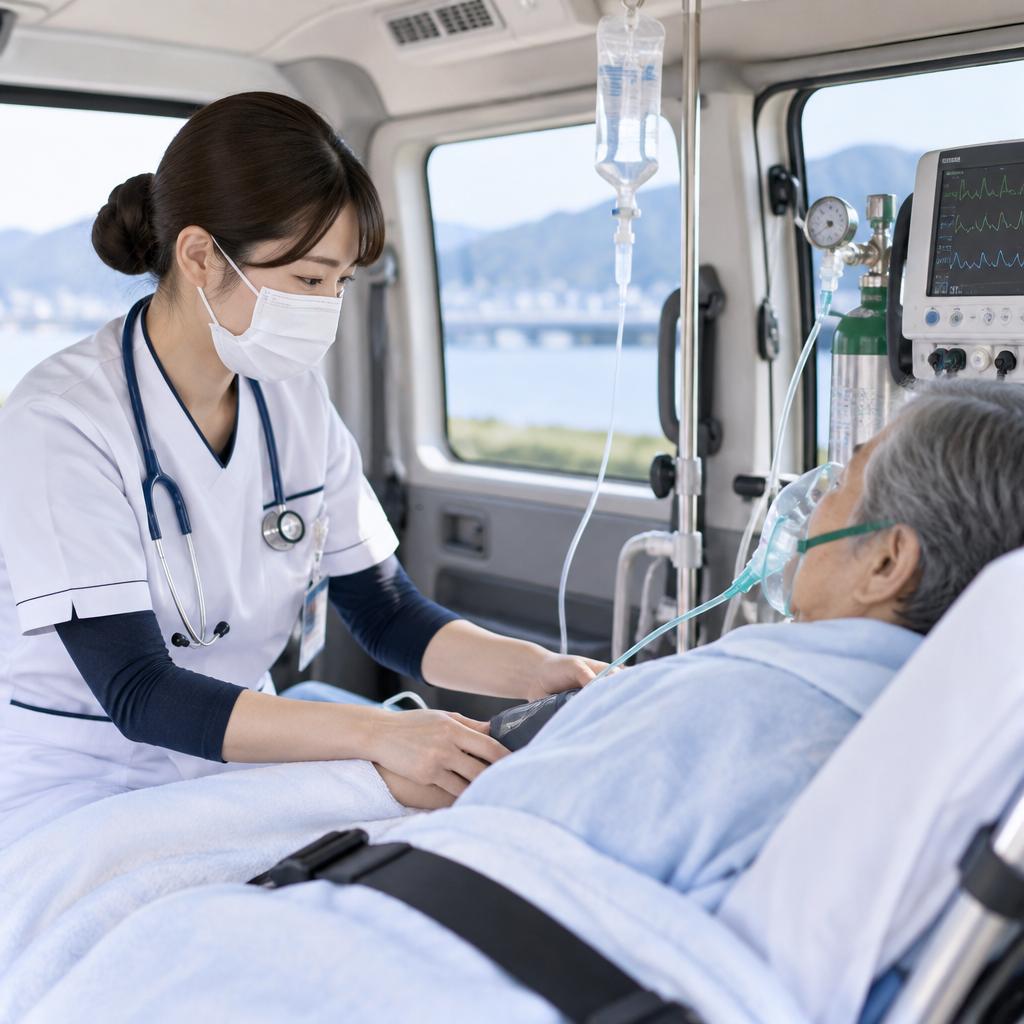 看護師が同乗。移動中の体調変化や医療的ケアにも配慮